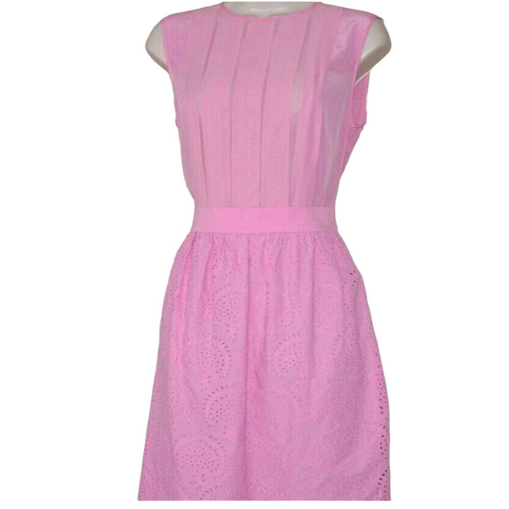 M Missoni Pleated Silk Cotton Pink
Sleeveless Lined Eyelet Mini Dress Sz 40/US8‎